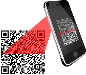 Image of smartphone with QR code